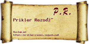Prikler Rezső névjegykártya